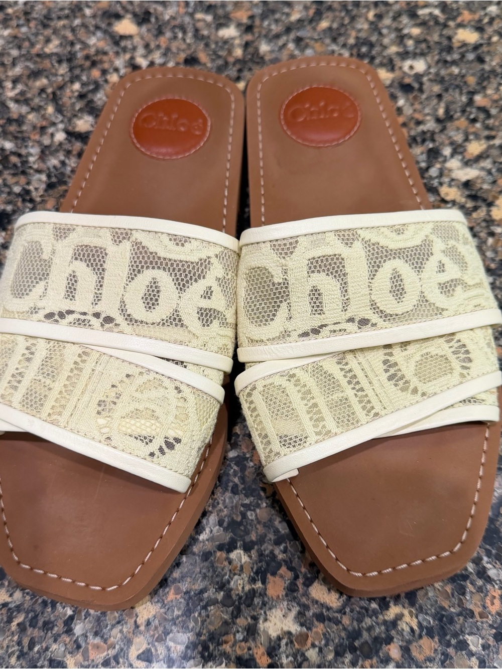 Women's yellow  Lace Slide Sandals 39